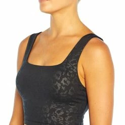 Promo 🔥 Marika Black Floral-Embossed Lola Longline Sports Bra ⌛