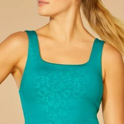 Cheap 👍 Marika Quetzal Green Floral-Embossed Lola Longline Sports Bra 🧨