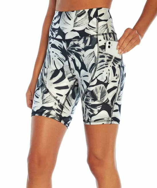 Cheapest β€οΈ Marika 7'' Black & White Palms Laura Pocket Bike Shorts - π© Women π - Image 3