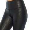 Discount 🎁 Marika 25'' Black Shine Croc-Embossed Circuit Tonal Leggings - 👩 Women 🔔