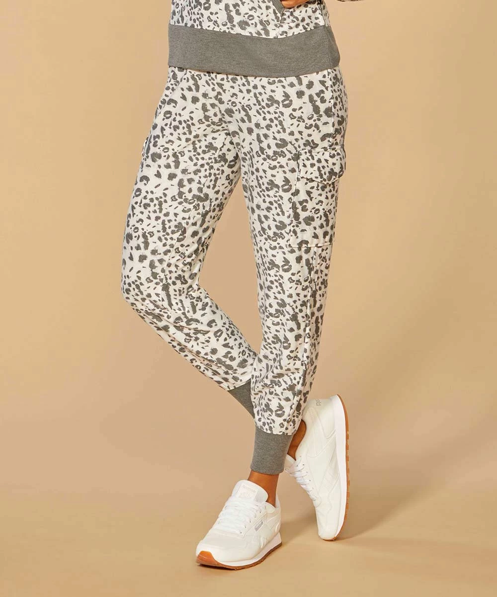 New π Marika Gray & Ivory Leopard Comfort 27'' Pocket Drawstring-Waist Joggers - π© Women π - Image 2