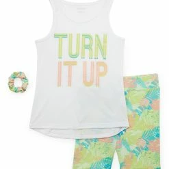 Flash Sale 🎉 Marika White 'Turn It Up' Tank & Green Floral Bike Shorts - 👧 Girls ✔️