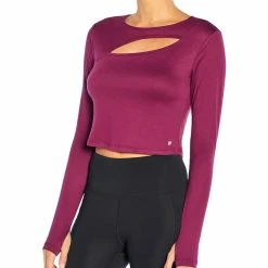 Brand new 👍 Cycle House By Marika Plum Caspia Cutout Sawyer Long-Sleeve Crop Top - 👩 Women 🎉