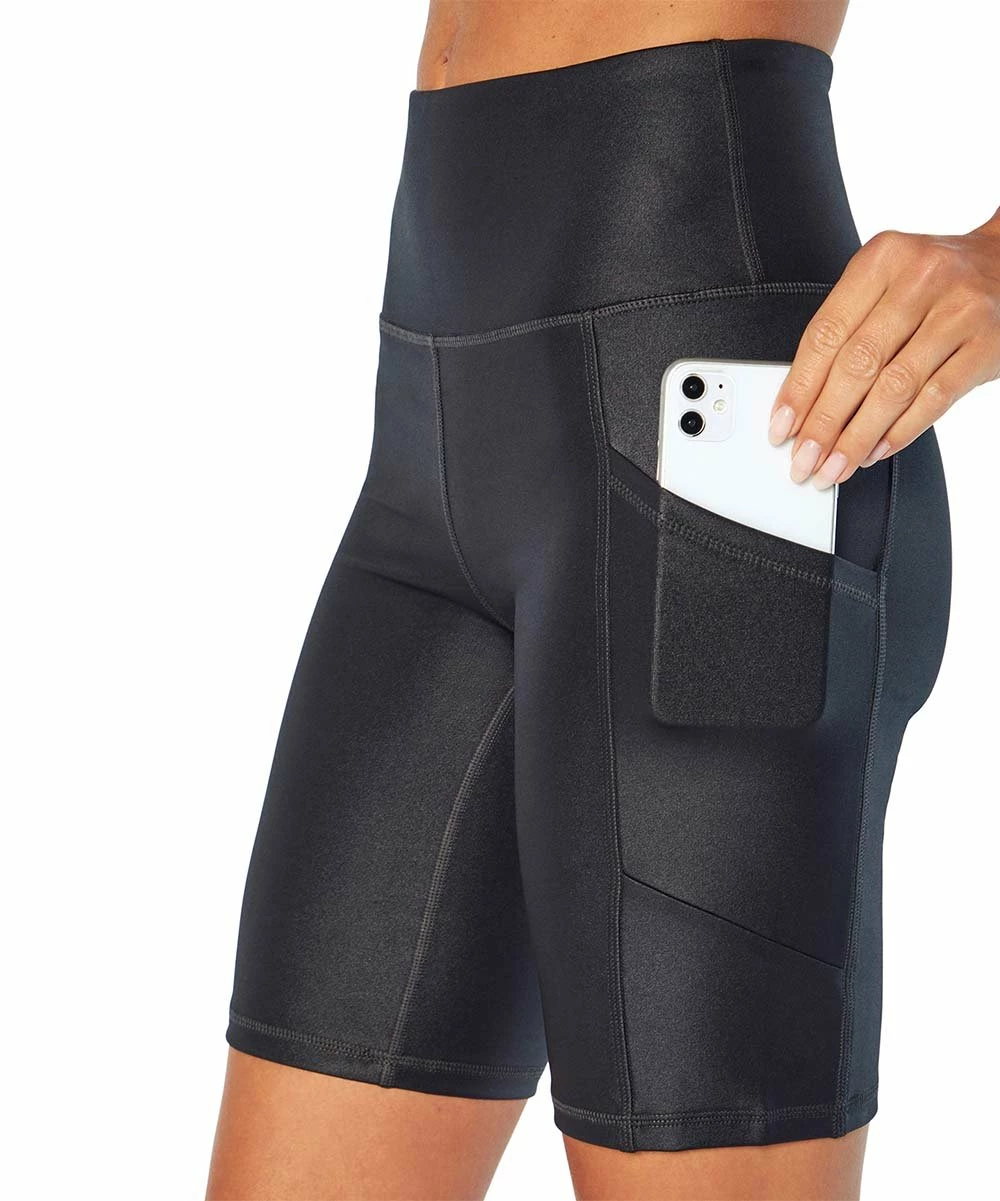Wholesale π Marika Black Shiny Pocket Eclipse 9" Bermuda Bike Shorts - π© Women π - Image 2