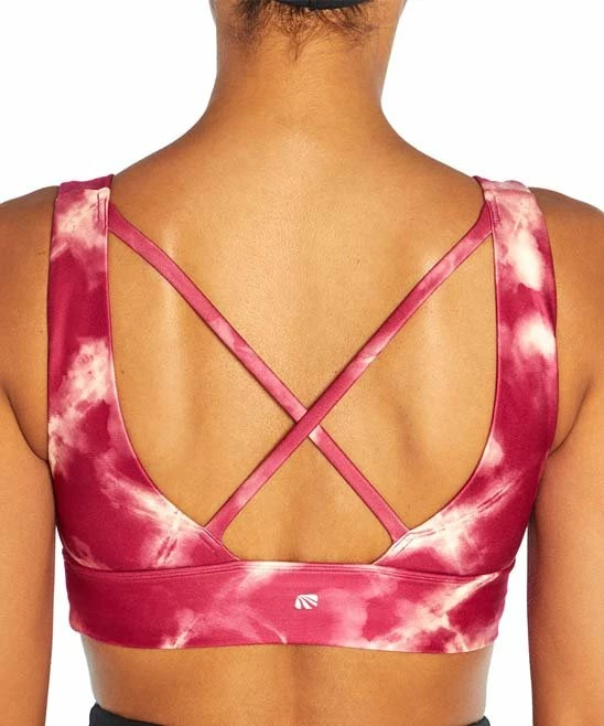 Outlet β¨ Marika Fuchsia Tie-Dye Crossed-Strap Gabby Sports Bra π - Image 3