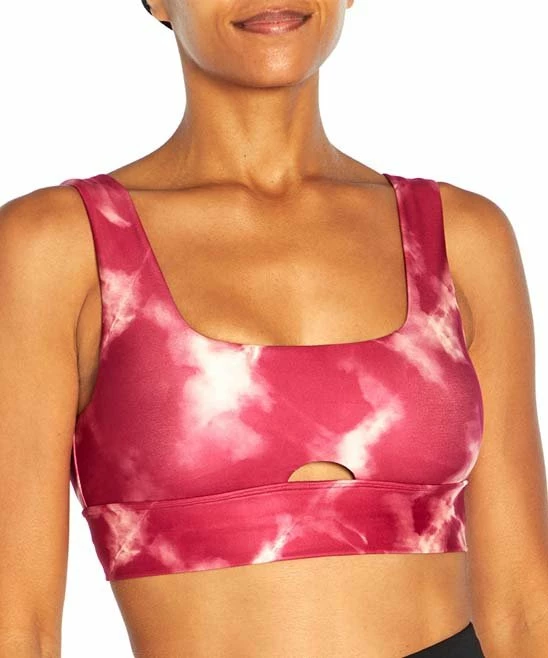 Outlet β¨ Marika Fuchsia Tie-Dye Crossed-Strap Gabby Sports Bra π - Image 5