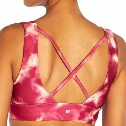 Outlet ✨ Marika Fuchsia Tie-Dye Crossed-Strap Gabby Sports Bra 😍
