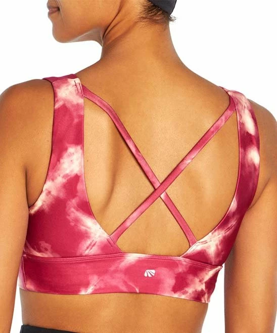 Outlet β¨ Marika Fuchsia Tie-Dye Crossed-Strap Gabby Sports Bra π