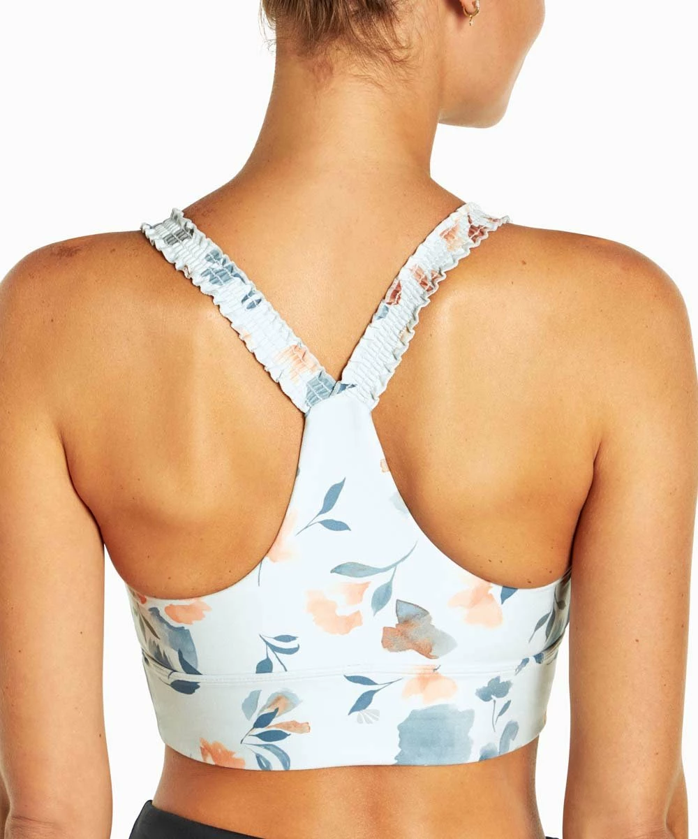 Best Pirce π Marika White & Blue Playful Floral Racerback Sports Bra π - Image 2