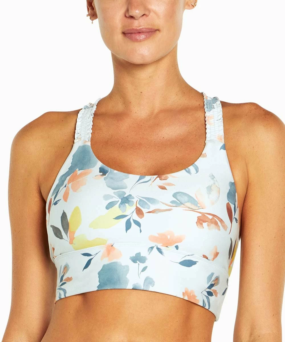 Best Pirce π Marika White & Blue Playful Floral Racerback Sports Bra π - Image 3