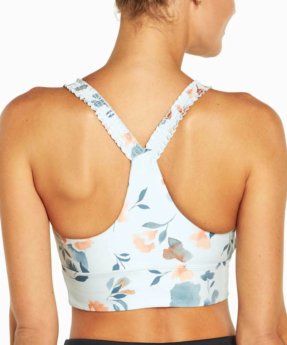 Best Pirce π Marika White & Blue Playful Floral Racerback Sports Bra π - Image 4