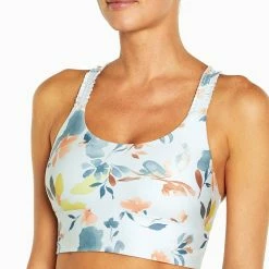 Best Pirce 😉 Marika White & Blue Playful Floral Racerback Sports Bra 👍