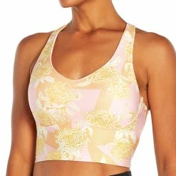 Discount 🎉 Cycle House By Marika Pink & Orange Abstract Floral Tess Longline Racerback Sports Bra 🌟