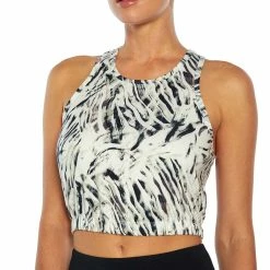 Outlet 🎉 Cycle House By Marika White Blurred Leopard Shine Elastic-Waist Racerback Tank - 👩 Women 😍