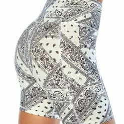 Budget ⌛ Cycle House By Marika 7'' White Bandana Mix Rider Bermuda Bike Shorts - 👩 Women 🤩