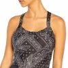 Buy 😍 Cycle House By Marika Black Bandana Mix Crisscross-Back Jana Crop Tank - 👩 Women ✨