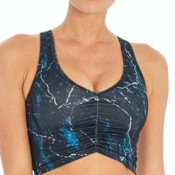 Budget 🔥 Marika Blue & Coral Marbled Tabitha Longline Sports Bra 👍